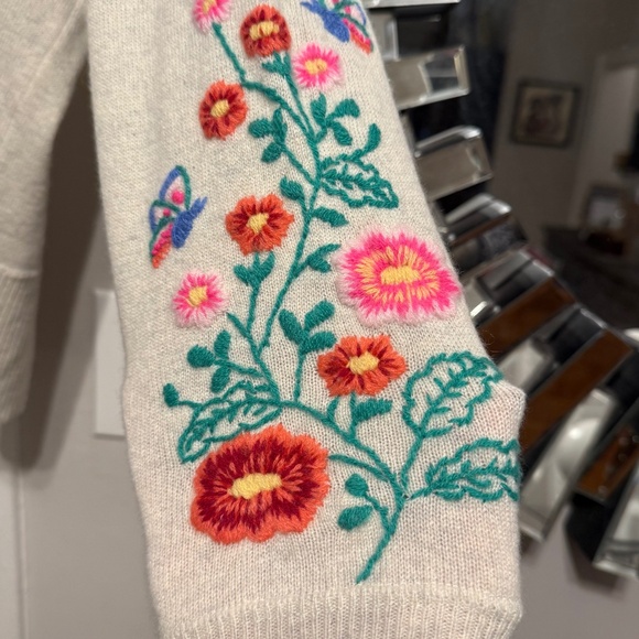 Autumn Cashemere Floral Embroidered Sweater Size L - Picture 3 of 7